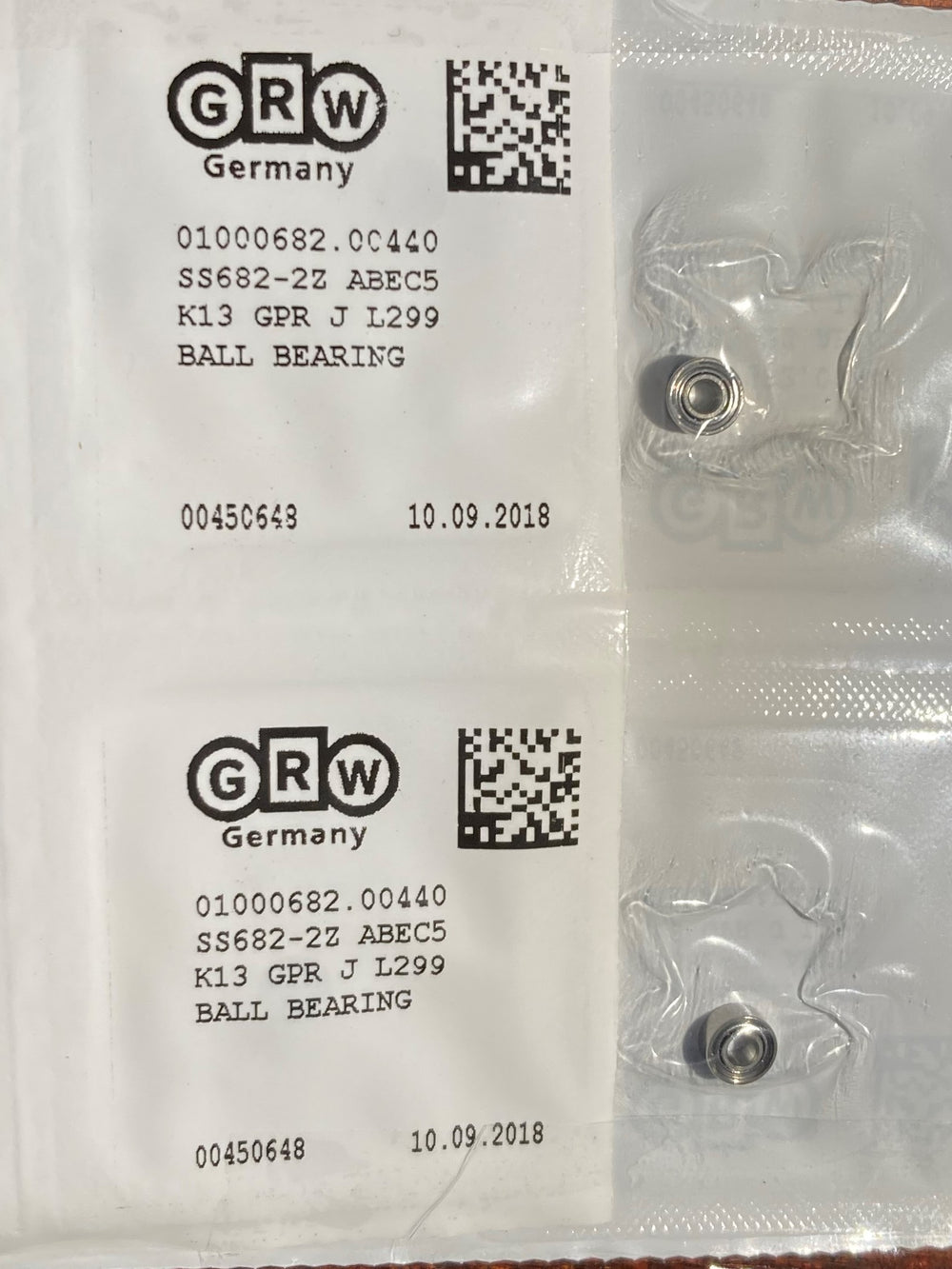 GRW SS682  2Z 2MM X 5MM Ultra High Precision Motor Ball Bearing SHIELDED & UNFLANGED - One each