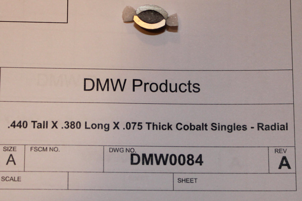 Cobalt Magnets - Singles  - Radial .440 Tall X .380 Long X .075 Thick - One Pair