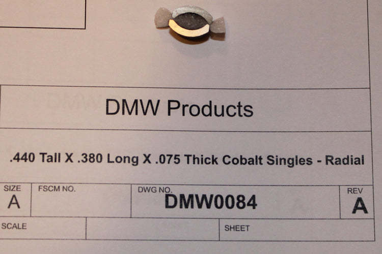 Cobalt Magnets - Singles  - Radial .440 Tall X .380 Long X .075 Thick - One Pair