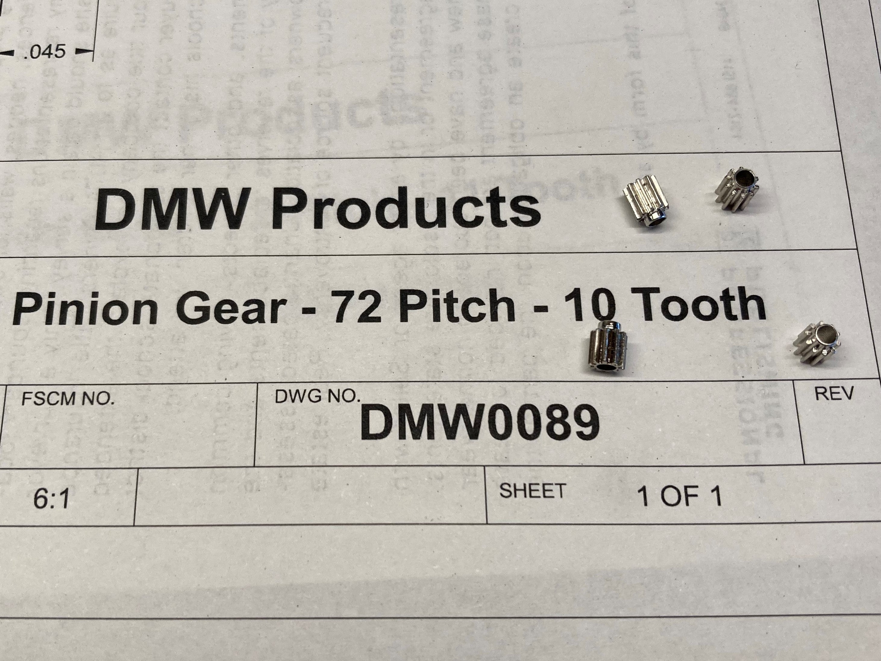 Pinion Gear - 72 Pitch - 10 Tooth - One each