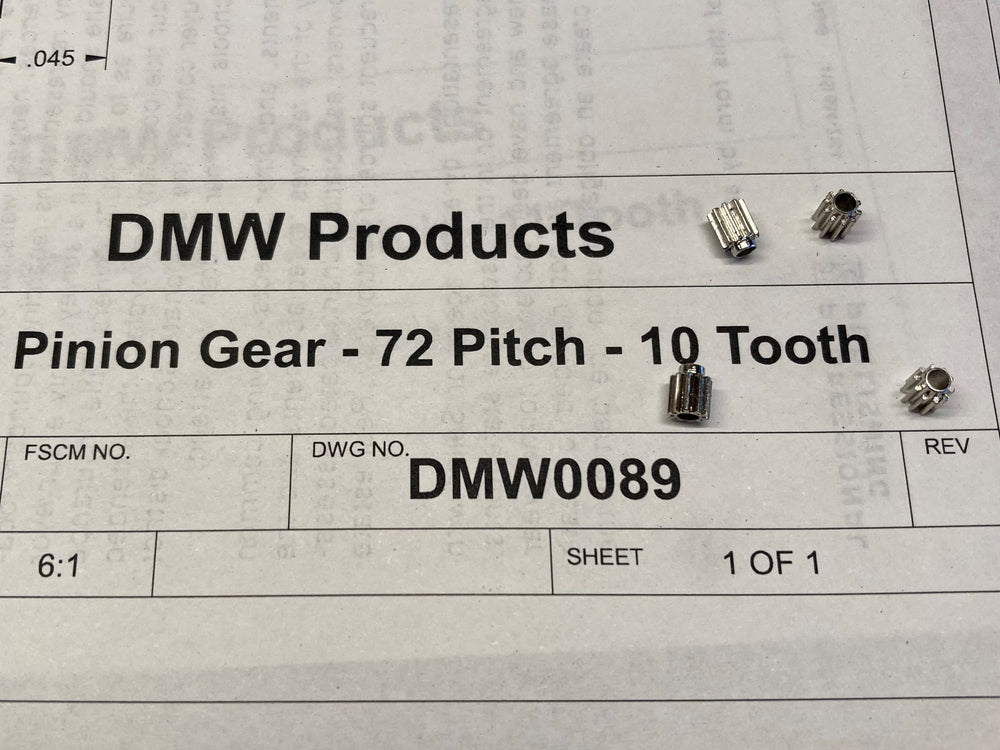 Pinion Gear - 72 Pitch - 10 Tooth - One each