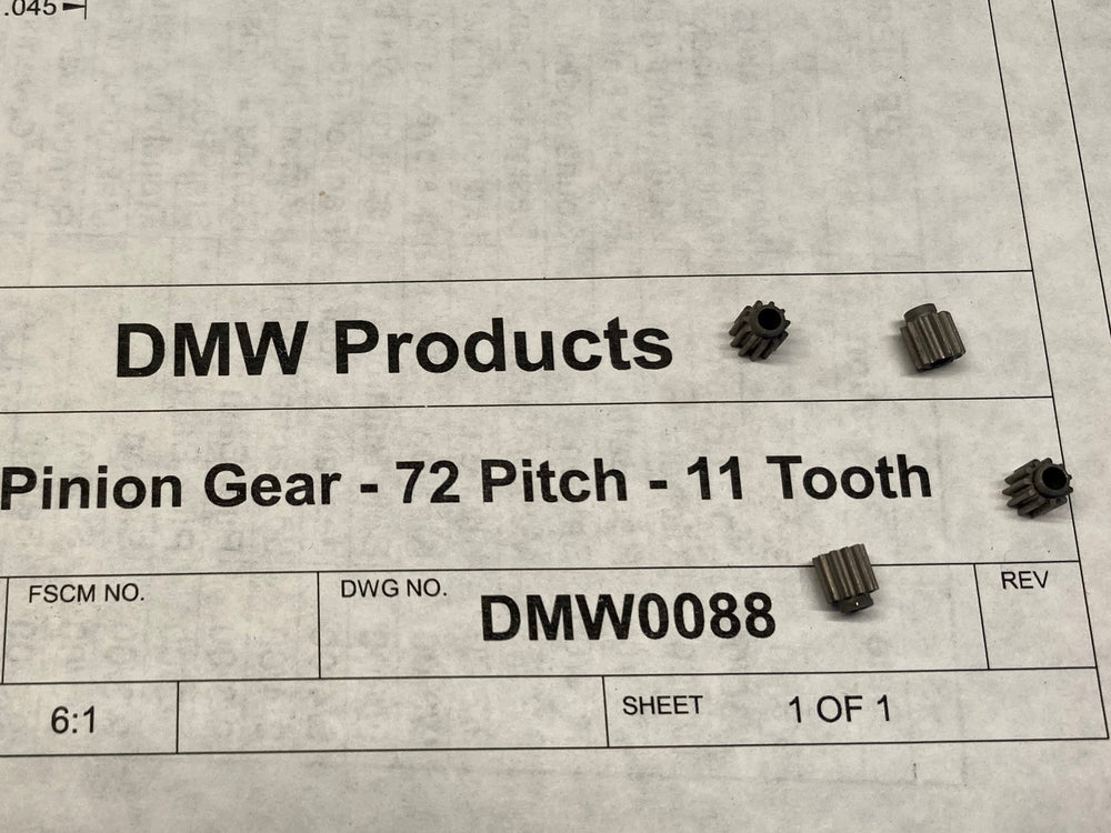 Pinion Gear - 72 Pitch - 11 Tooth - One each