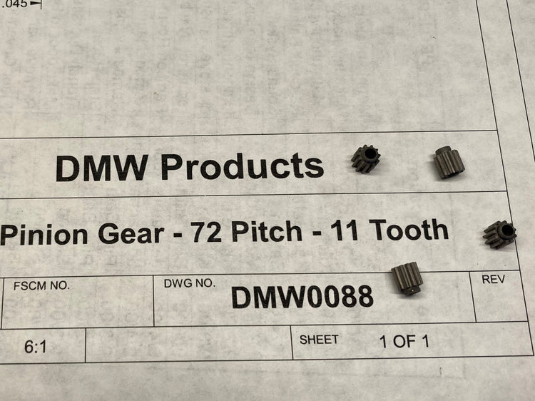 Pinion Gear - 72 Pitch - 11 Tooth - One each